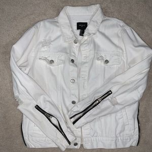 White Denim Jacket with Zippers
